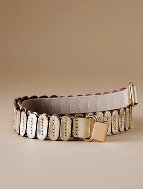 NWT, M Anthropolgie Tabitha Stretch Belt, Metallic Leather